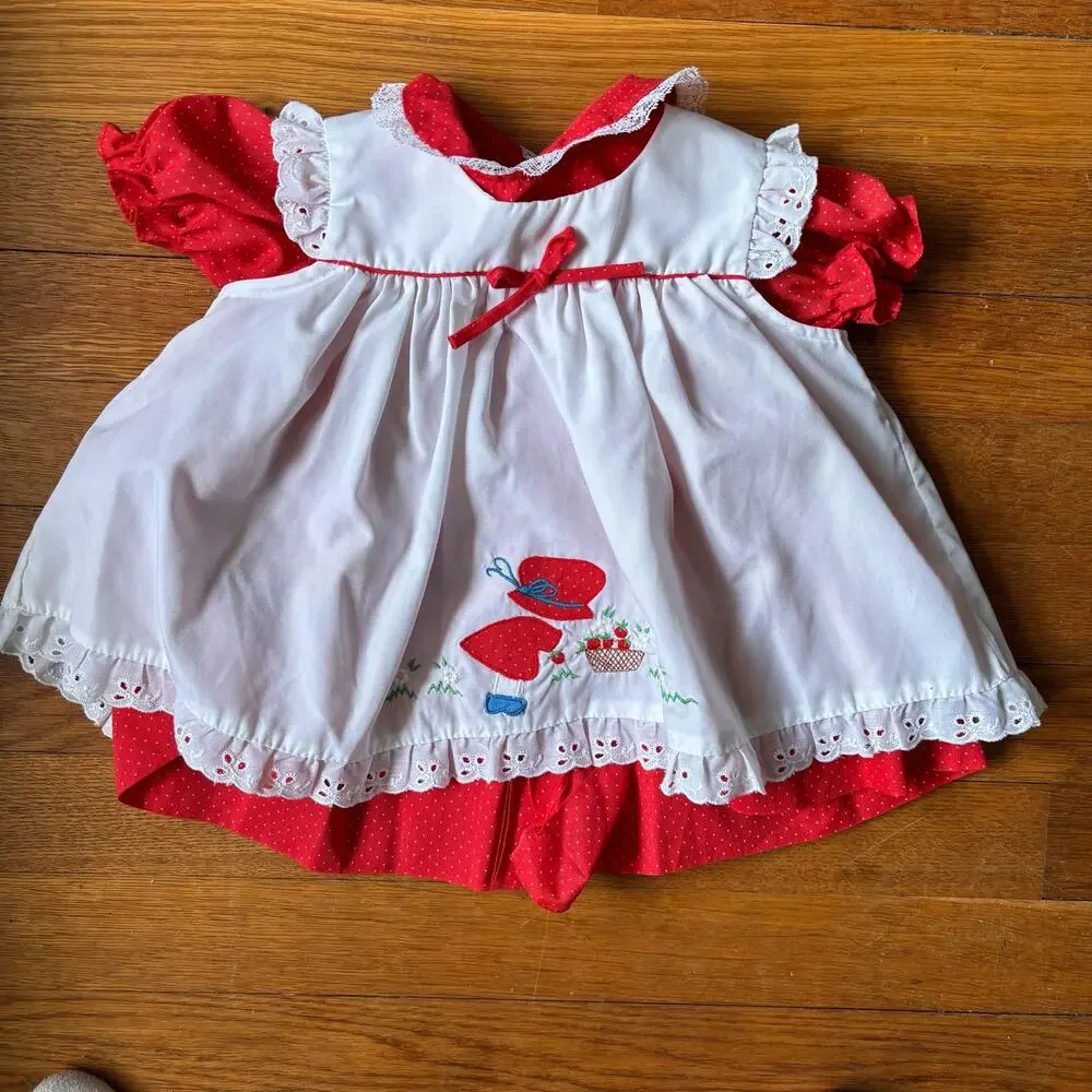 Vintage Hand Stitched Baby Girl Apron Dress
